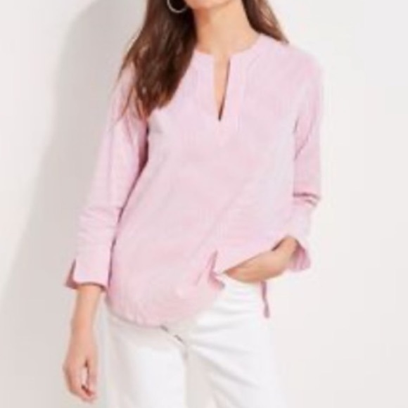 Vineyard Vines Tops - Vineyard Vines Seersucker Harbor Savannah Popover Harbor Red Pink White Stripe M